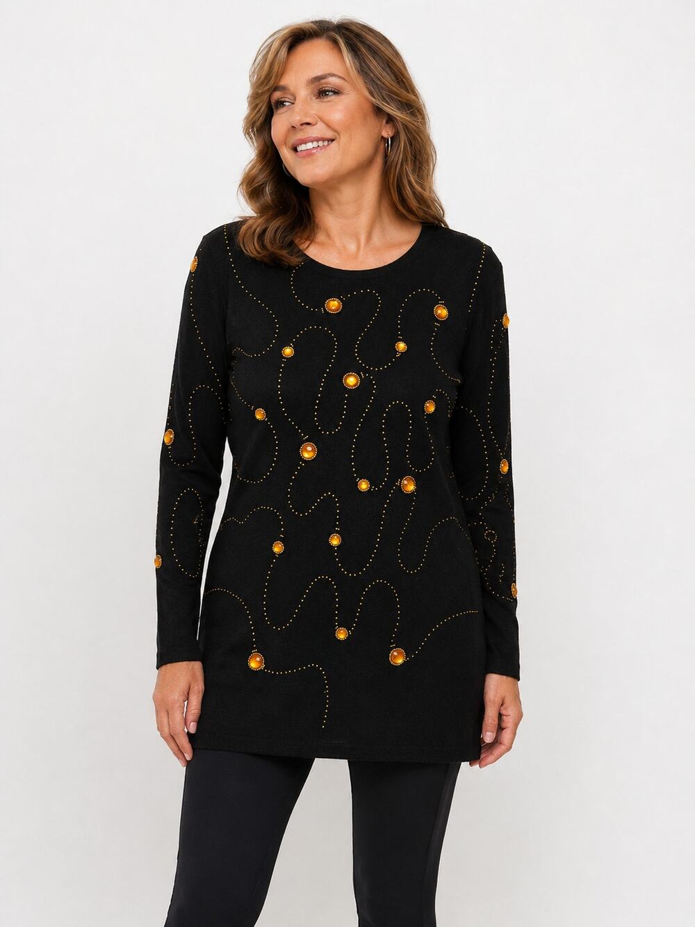 VTG Donagain Women's Sweater Size M Rhinestone Embellished Grandma Black